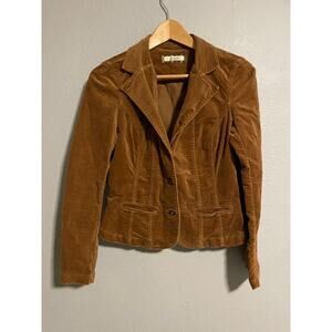 Vintage Jordache Womens Blazer Small Brown Velvet Stretch Western Cowgirl Y2K